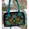 Velvet Handbag Cum Sling With Crewel Embroidery