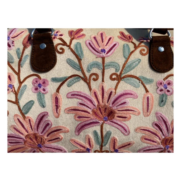 Velvet Handbag Cum Sling With Crewel Embroidery - Image 4