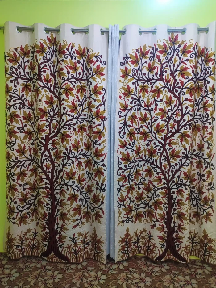 Autumn Chinar Kashmiri Crewel Curtain