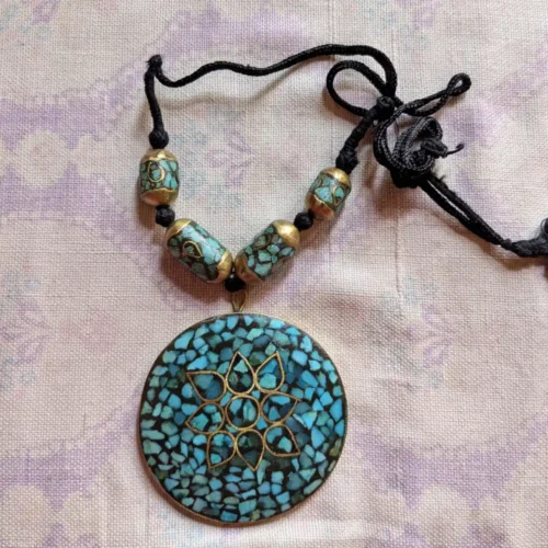 Handcrafted Turquoise Pendant Necklace | Blue Color