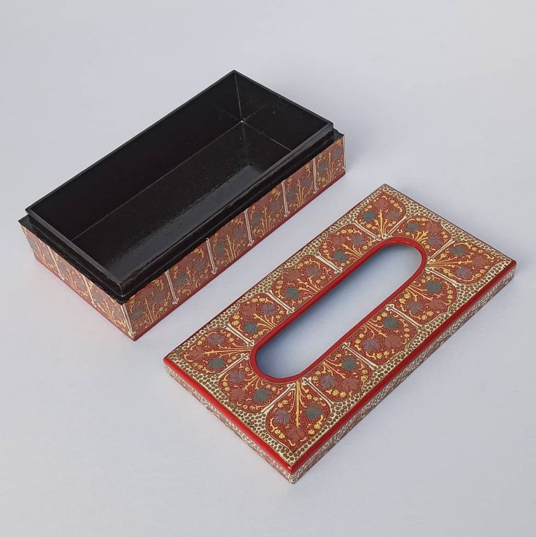 Red Paper Mache Tissue Box - Image 2