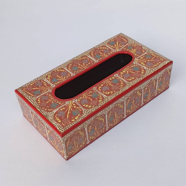 Red Paper Mache Tissue Box