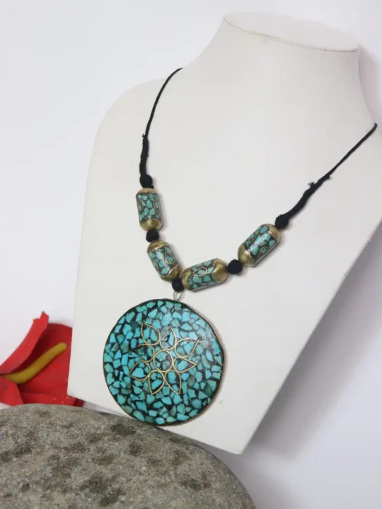 Handcrafted Turquoise Pendant Necklace | Blue Color