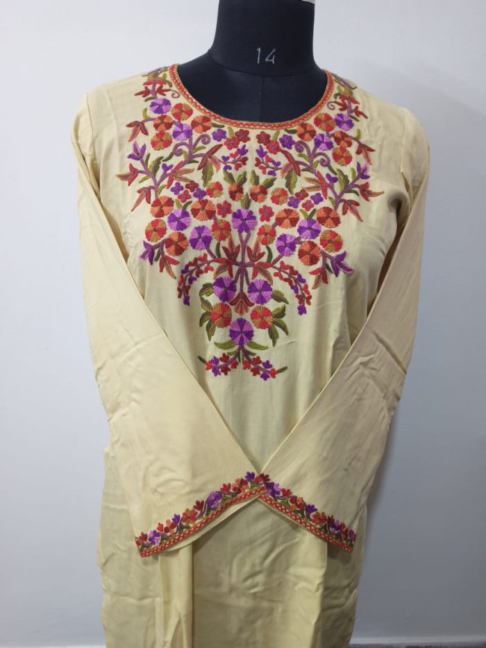 Linen Kurta in Hand Ari Embroidery