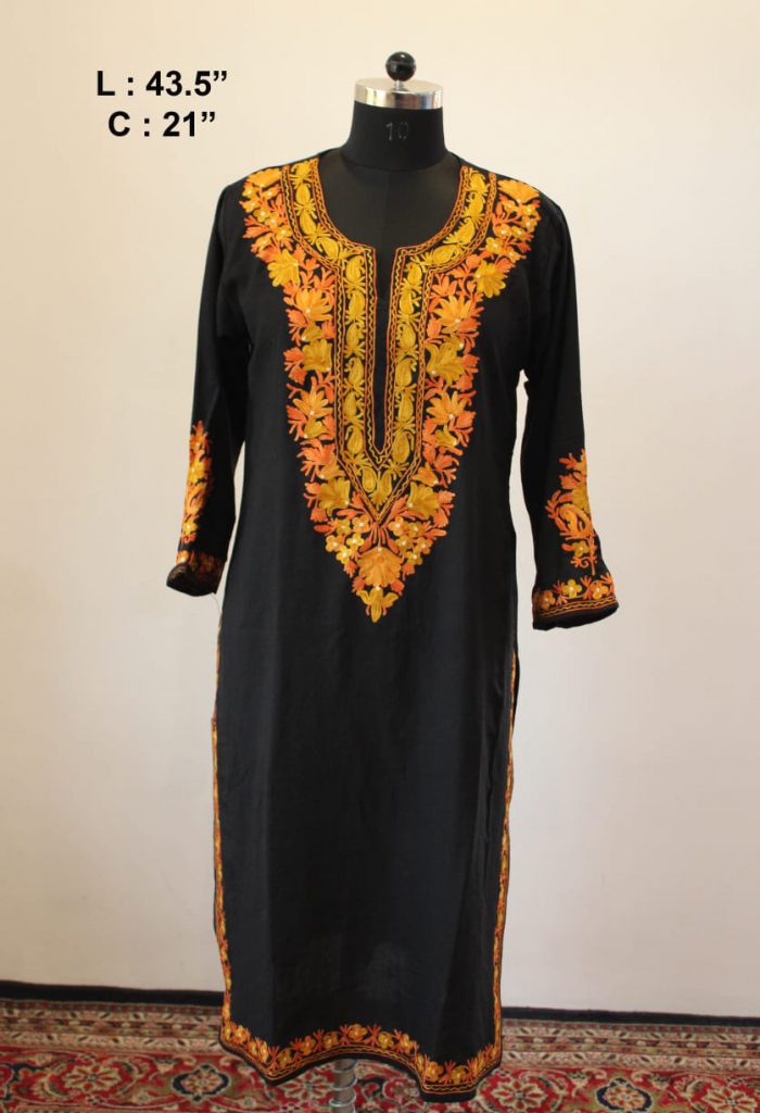 Black Summer Cool Aari Work Kurta
