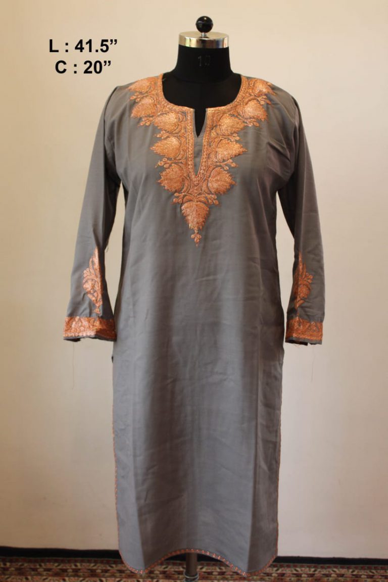 Dark Grey Summer Cool Tilla Work Kurta
