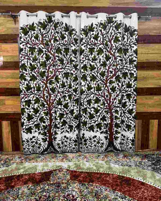 Green Jannat Chinar Design Crewel Curtain