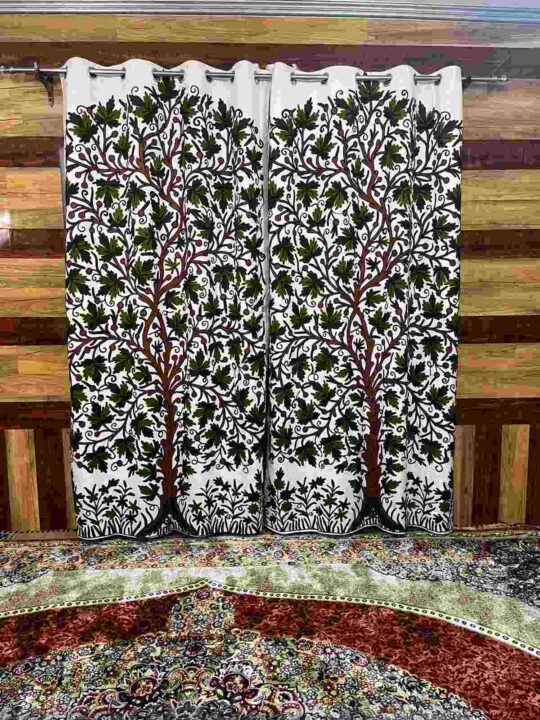 Green Jannat Chinar Design Crewel Curtain
