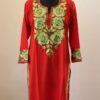 Red Summer Cool Aari Work Kurta