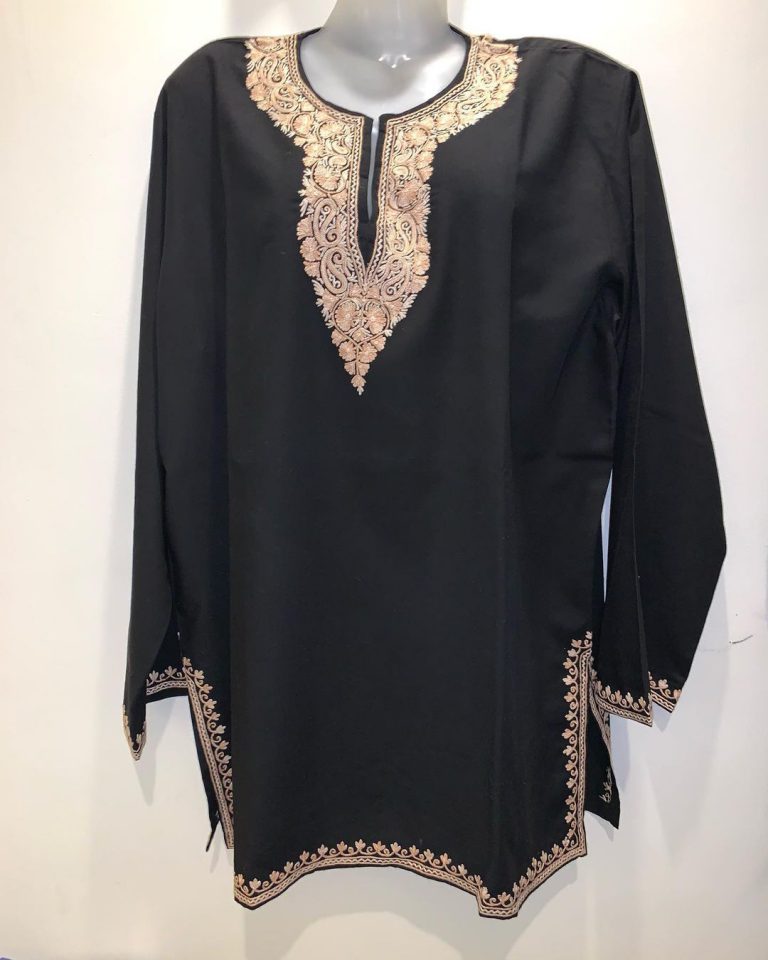 Black Cotton Kurti With Sozni Handowrk