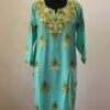 Turquoise Multi Design Summer Cool Aari Work Kurta