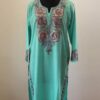 Turquoise Dark Flower Summer Cool Aari Work Kurta