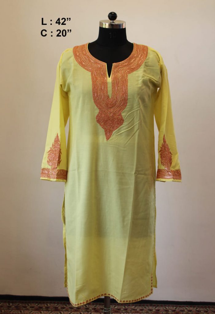 Yellow Summer Cool Tilla Work Kurta