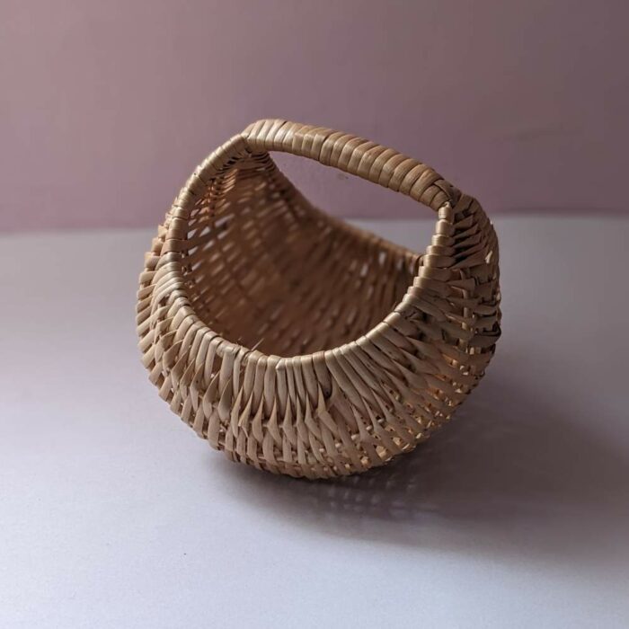 Pair of Small Kashmiri Willow Wicker Round Basket With Handle - Image 3