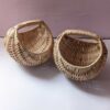 Pair of Small Kashmiri Willow Wicker Round Basket With Handle