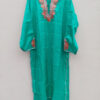 Turquoise Shimmer Silk Traditional Tilla Work Kurta
