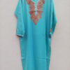 Turquoise Cotton Traditional Tilla Work Kurta