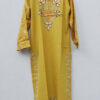 Yellow Flowery Cotton Aari Work Kurta