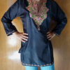 Black Silk Phulai Aari Work Kurti