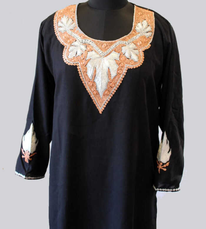 Black Summer Cool Dual Tilla Work Kurta