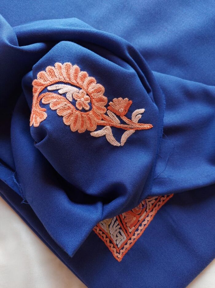 Dark Blue Summer Cool Intricate Aari Embroidery Suit - Image 2