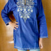 Blue Silk Phulai Aari Work Kurti