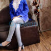 Blue Silk Aari Work Kurti