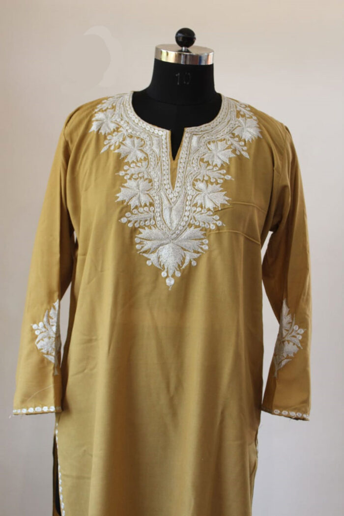 Light  Brown Summer Cool Dual Tilla Work Kurta
