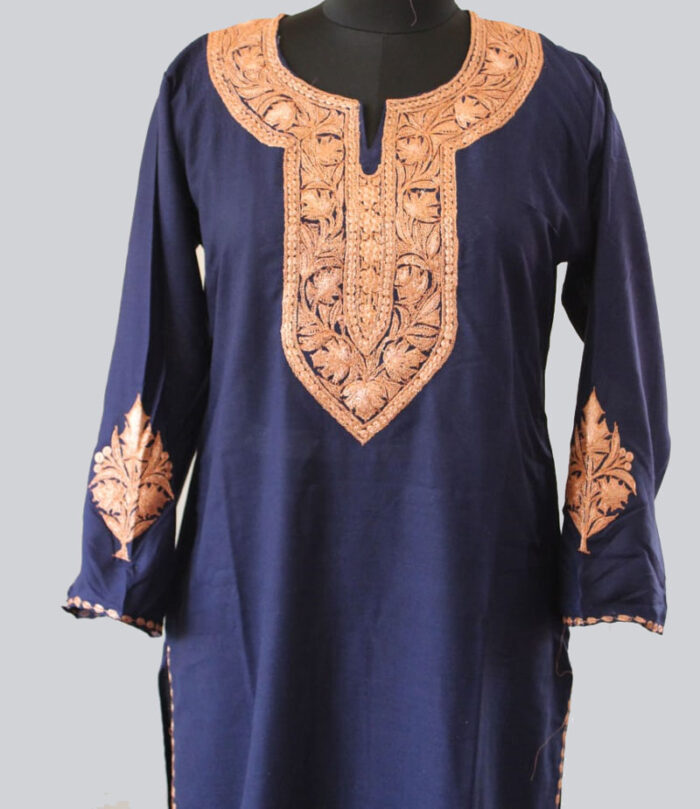 Dark Blue Summer Cool Dual Tilla Work Kurta