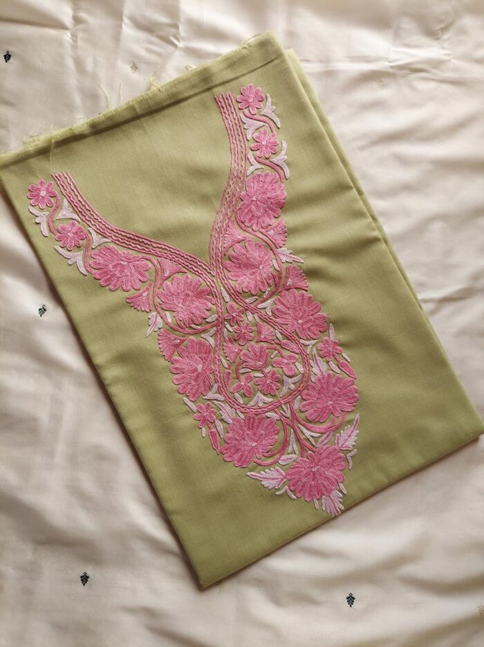 Green Ruby Cotton Aari Embroidery Suit