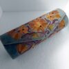 Greenish Grey Cylindrical Shaped Clutch with Crewel Embroidery