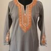 Grey Cotton Traditional Tilla Work Kurta