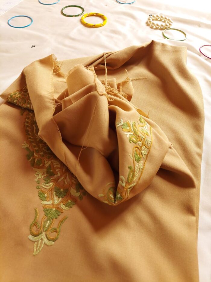 Brown Summer Cool Aari Embroidery Suit - Image 2