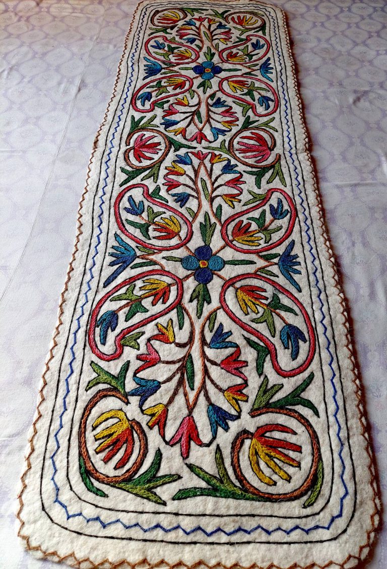 Badami Handmade Aari Embroidered Runner Namda