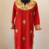 Red Cotton Aari Work Kurta