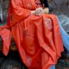 Red Pashmina Stole With Hand Sozni Embroidery
