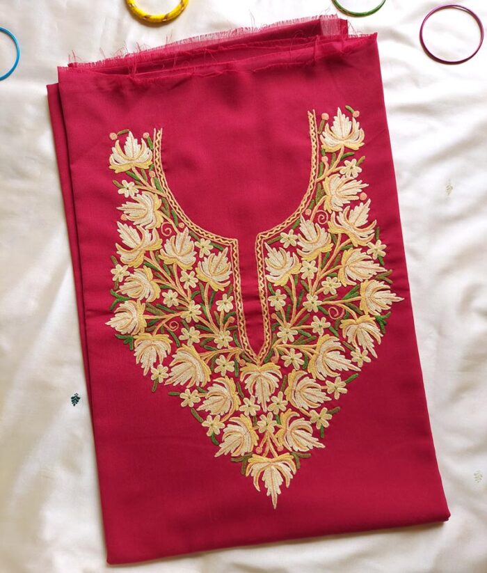Red Summer Cool Aari Embroidery Suit