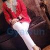 Red Summer Cool Aari Work Kurti