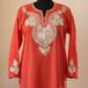 Red Cotton Traditional Tilla Work Kurta