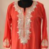 Red Cotton Bodh Rouph Tilla Work Kurta