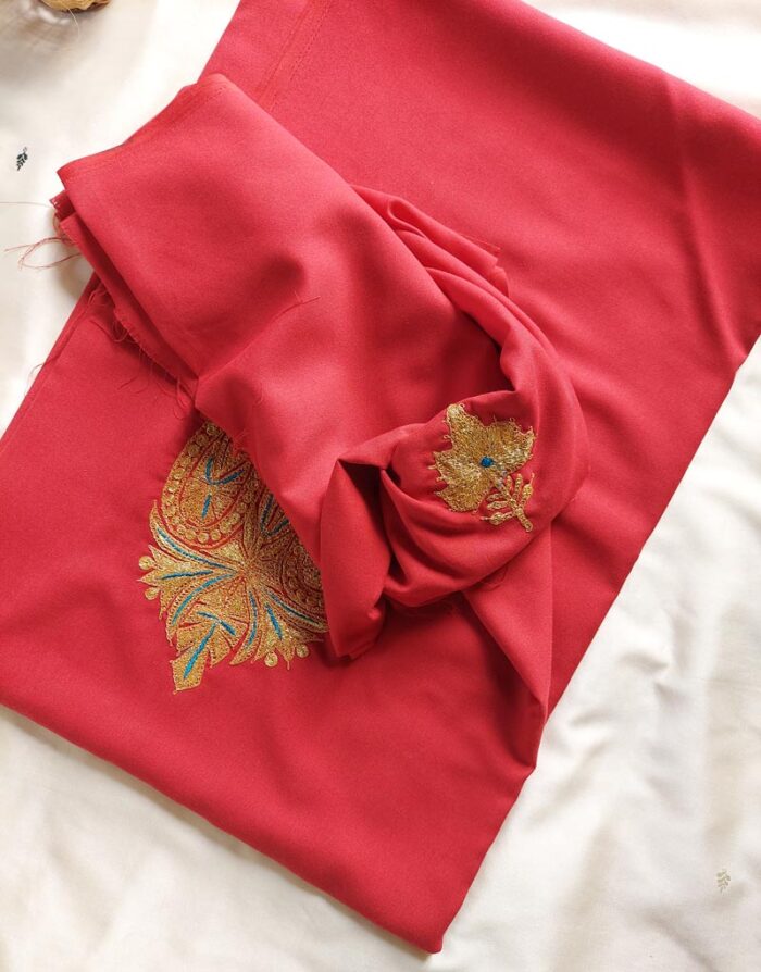 Red Summer Cool Tilla Embroidery Suit - Image 2