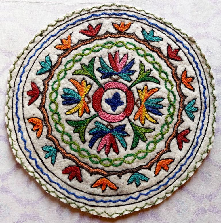 Phullai Handmade Aari Embroidered Namda