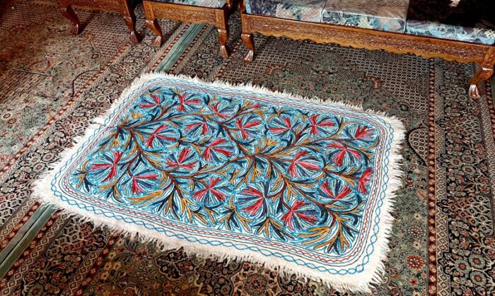 6x4 Ft Chinari Handmade Aari Embroidered Namda - Image 2