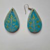 Sea Green Spring Leaf Paper Mache Earrings