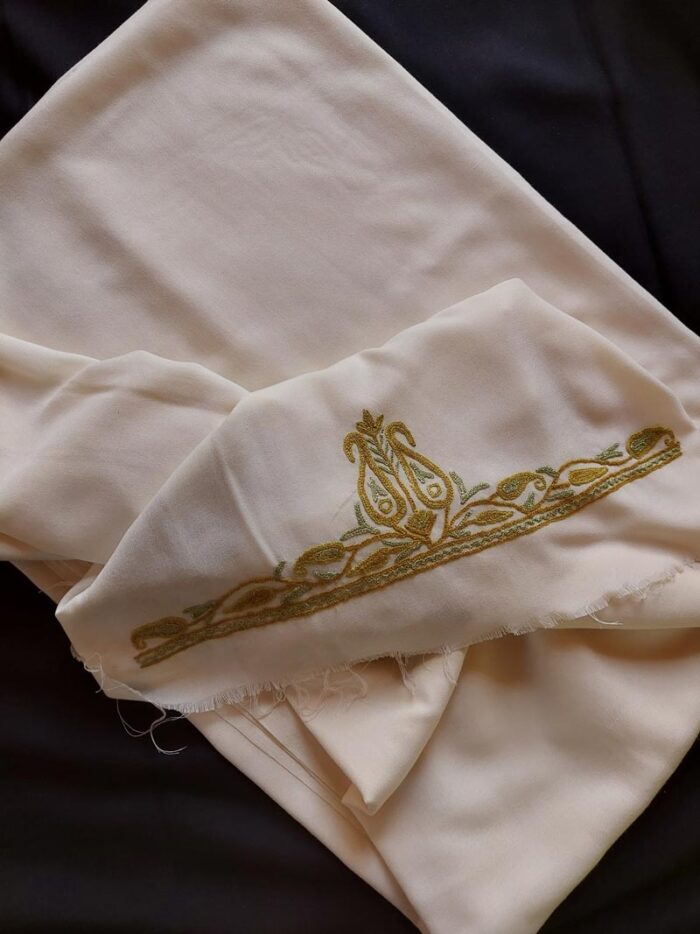 White Summer Cool Intricate Aari Embroidery Suit - Image 3