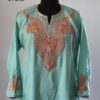 Turquoise Shimmer Silk Tilla Work Kurta