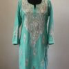 Turquoise Cotton Aari Work Kurta