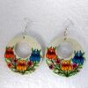 White Flowery Paper Mache Earrings