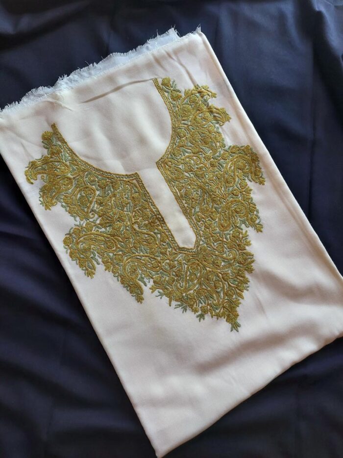 White Summer Cool Deep Aari Embroidery Suit