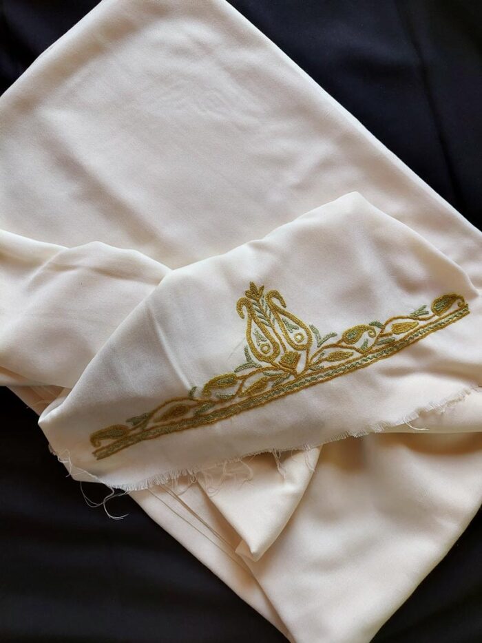 White Summer Cool Deep Aari Embroidery Suit - Image 2